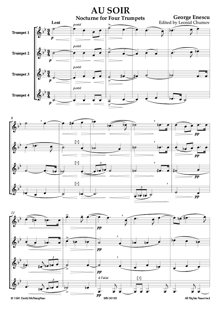 ENESCU Au Soir (4-8 Trumpets) Score+Parts